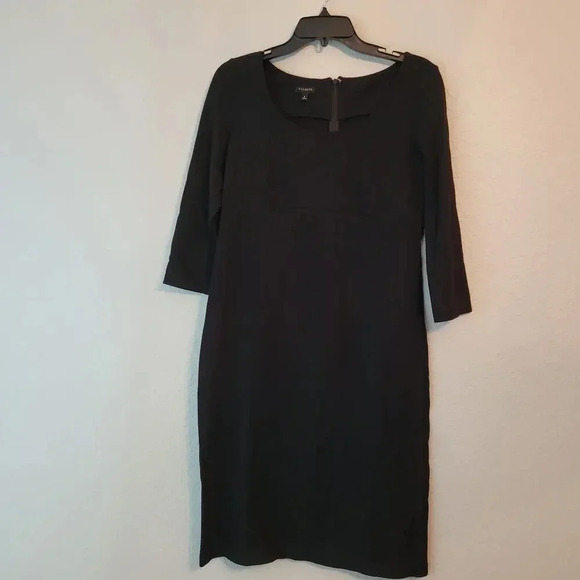 Talbots Women's Shift Dress Size 6 Black Rayon 3/4 Sleeves Back Zipper Stretch - Picture 1 of 8